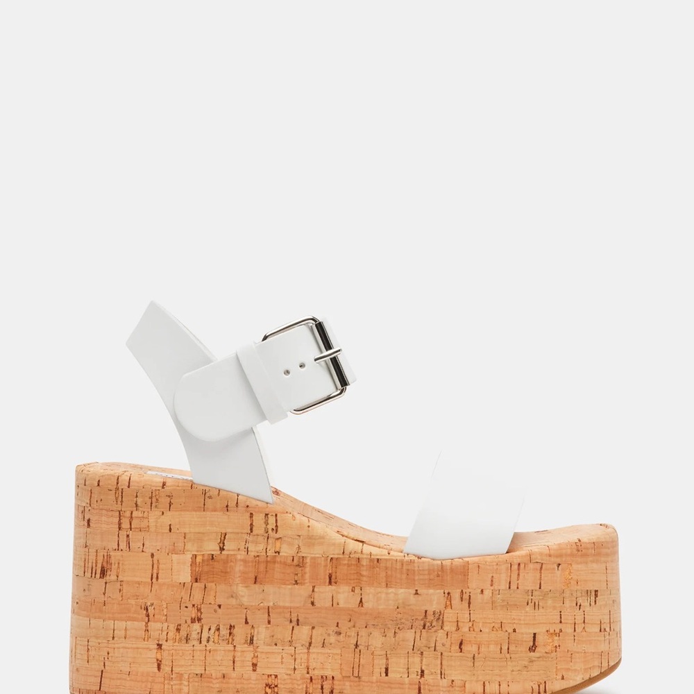 Steve Madden Caspian White Platform Wedge Sandals